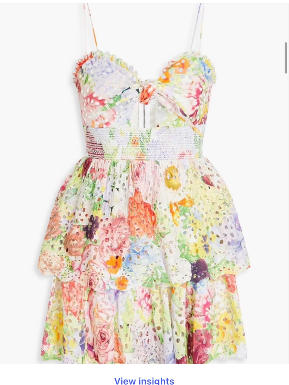 Alice + Olivia Multicolor Floral Eyelet Mini Dress